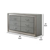 Cyl 6 Drawer Wide Dresser | Metallic Gray Solid Wood | Chrome Trim BM340238