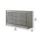 Cyl 6 Drawer Wide Dresser | Metallic Gray Solid Wood | Chrome Trim BM340238