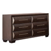 Nitz 6 Drawer Wide Dresser | Espresso Brown Solid Wood | Rose Gold Handles