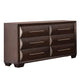 Nitz 6 Drawer Wide Dresser | Espresso Brown Solid Wood | Rose Gold Handles