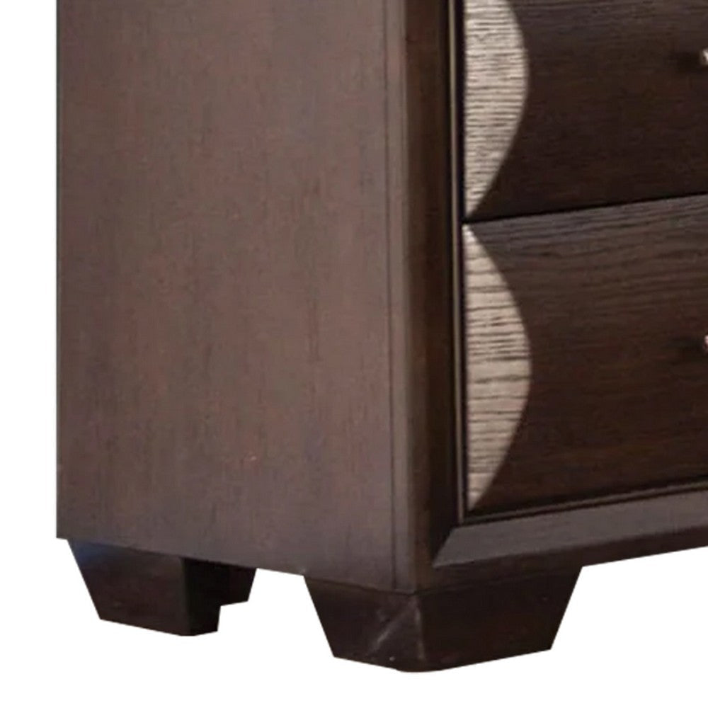 Nitz 6 Drawer Wide Dresser | Espresso Brown Solid Wood | Rose Gold Handles BM340239