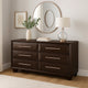 Nitz 6 Drawer Wide Dresser | Espresso Brown Solid Wood | Rose Gold Handles BM340239