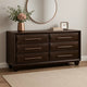 Nitz 6 Drawer Wide Dresser | Espresso Brown Solid Wood | Rose Gold Handles