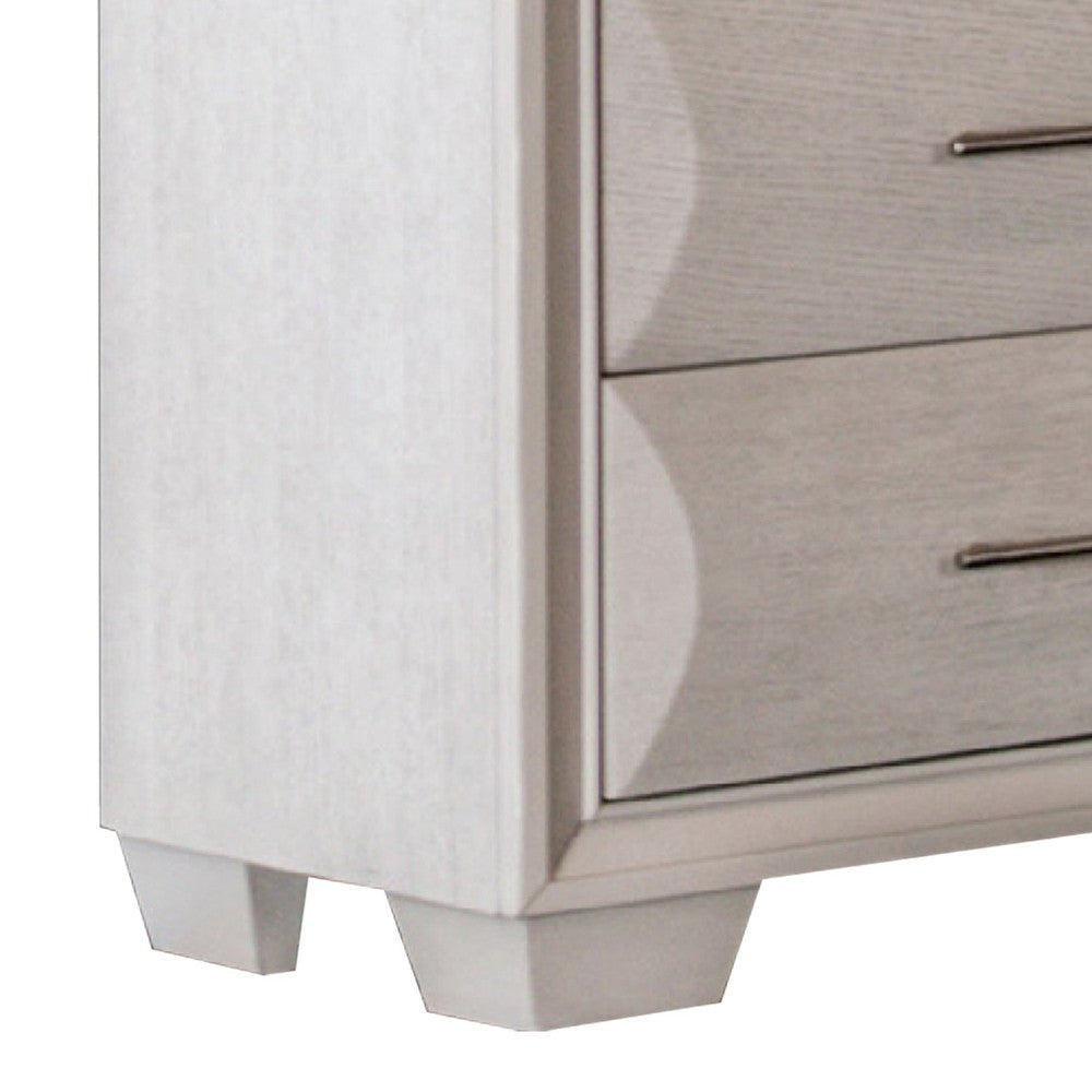 Nitz 6 Drawer Wide Dresser | White Oak Solid Wood Frame | Rose Gold Handles BM340240