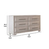 Nitz 6 Drawer Wide Dresser | White Oak Solid Wood Frame | Rose Gold Handles BM340240