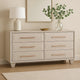 Nitz 6 Drawer Wide Dresser | White Oak Solid Wood Frame | Rose Gold Handles BM340240
