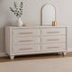 Nitz 6 Drawer Wide Dresser | White Oak Solid Wood Frame | Rose Gold Handles