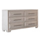 Nitz 6 Drawer Wide Dresser | White Oak Solid Wood Frame | Rose Gold Handles