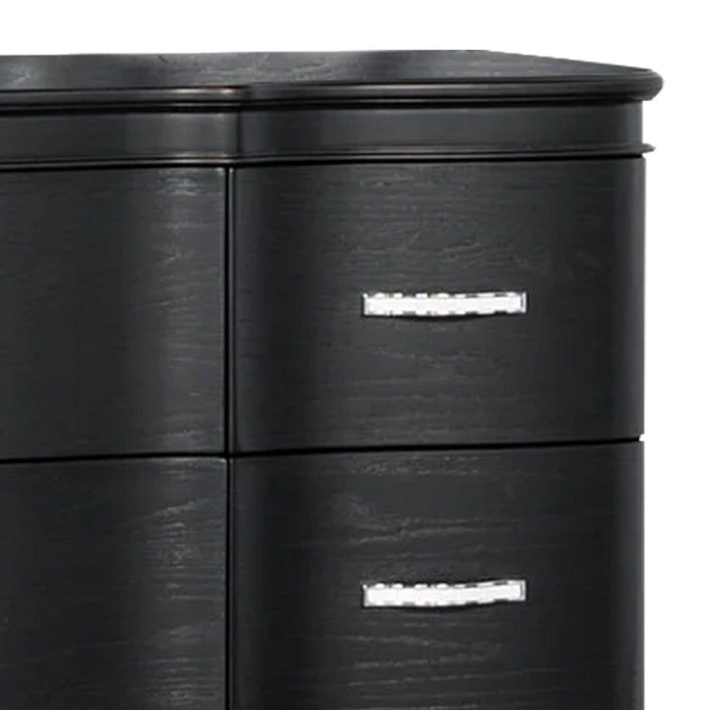 Eleena 6 Drawer Wide Dresser | Black Solid Wood | Acrylic Handles BM340241