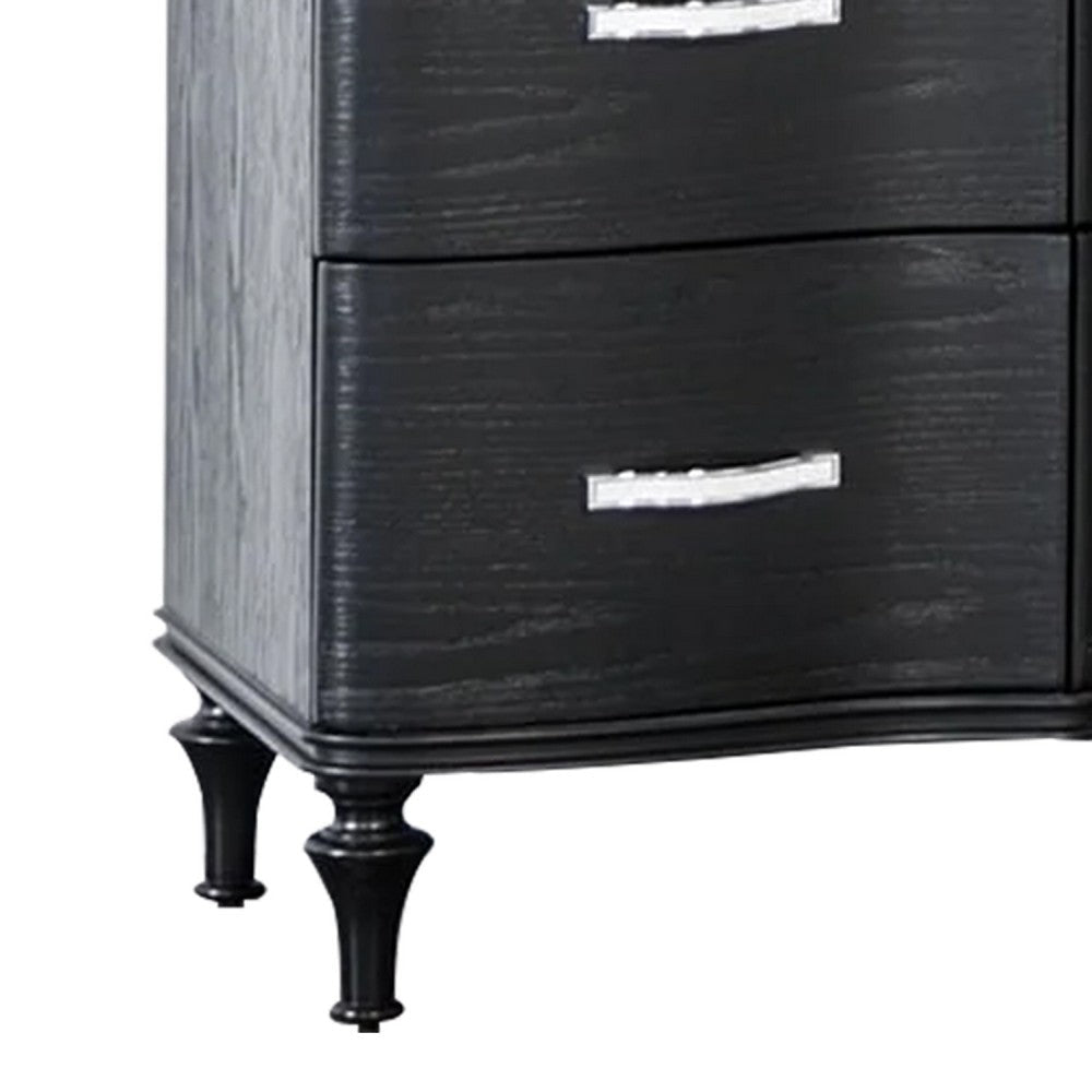 Eleena 6 Drawer Wide Dresser | Black Solid Wood | Acrylic Handles BM340241