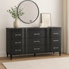 Eleena 6 Drawer Wide Dresser | Black Solid Wood | Acrylic Handles BM340241