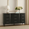 Eleena 6 Drawer Wide Dresser | Black Solid Wood | Acrylic Handles