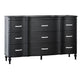 Eleena 6 Drawer Wide Dresser | Black Solid Wood | Acrylic Handles