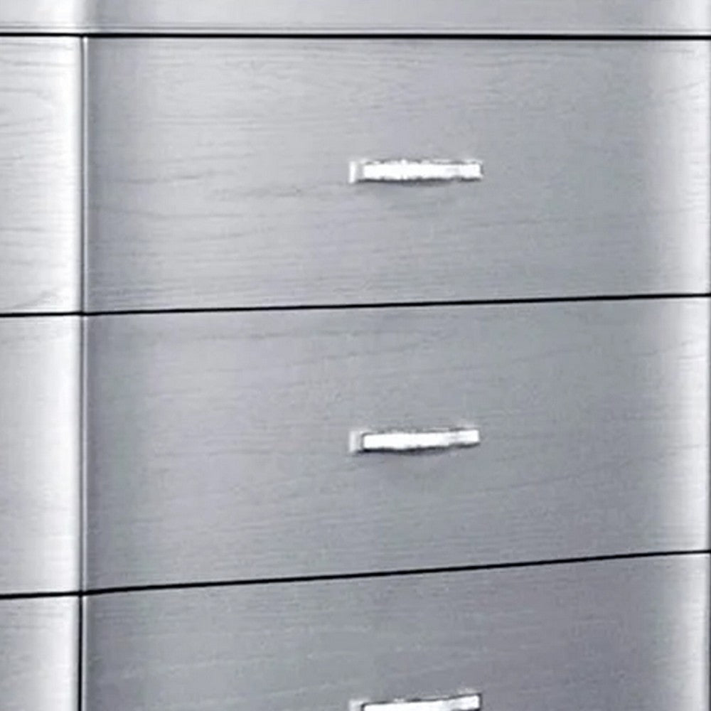 Eleena 6 Drawer Wide Dresser | Silver Solid Wood Frame | Acrylic Handles BM340242