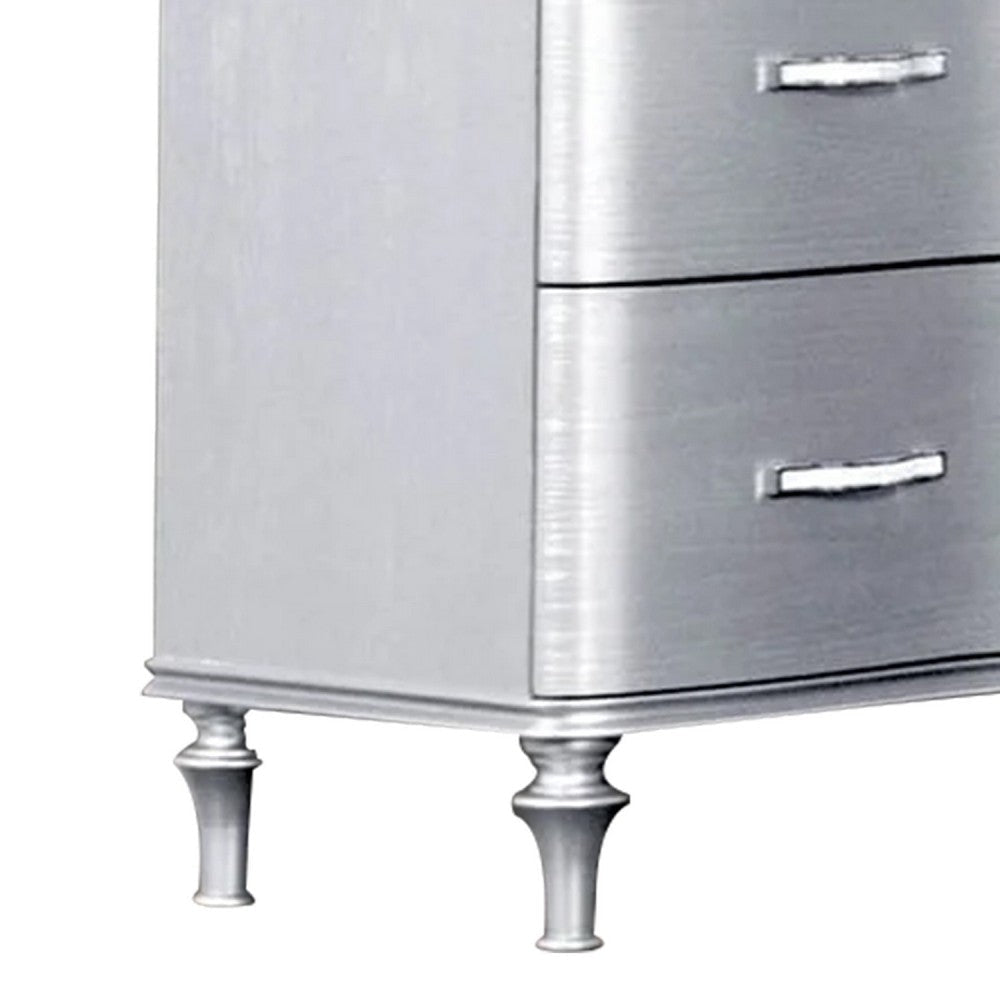 Eleena 6 Drawer Wide Dresser | Silver Solid Wood Frame | Acrylic Handles BM340242