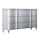Eleena 6 Drawer Wide Dresser | Silver Solid Wood Frame | Acrylic Handles