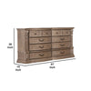 Reven 8 Drawer Wide Dresser | Weathered Oak Solid Wood | Carved Detailing BM340244