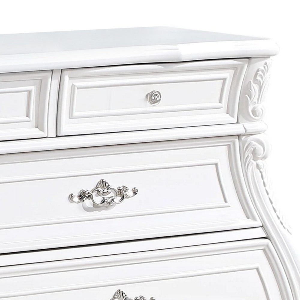Valena 9 Drawer Wide Dresser | White Solid Wood | Carved Accents BM340245