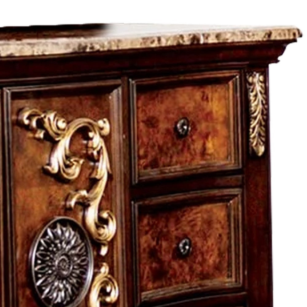 Iliana 8 Drawer Wide Dresser | 2 Door Cabinet | Dark Cherry Brown Wood BM340246