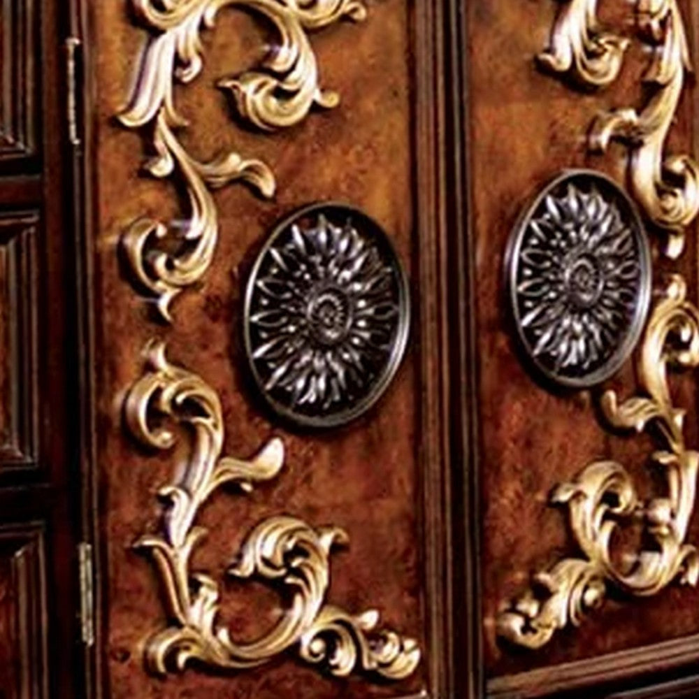 Iliana 8 Drawer Wide Dresser | 2 Door Cabinet | Dark Cherry Brown Wood BM340246