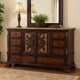 Iliana 8 Drawer Wide Dresser | 2 Door Cabinet | Dark Cherry Brown Wood BM340246