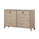 Fea 6 Drawer Wide Dresser | Natural Oak Brown Solid Wood | Acrylic