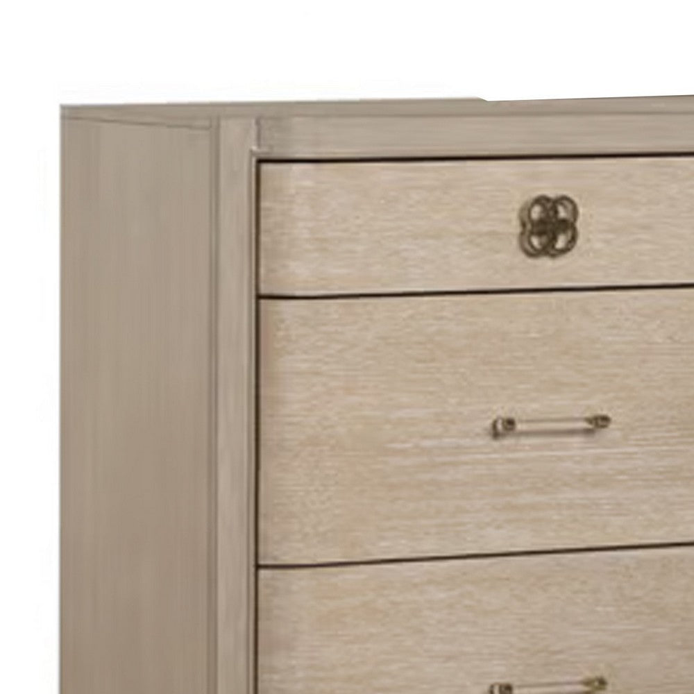 Fea 6 Drawer Wide Dresser | Natural Oak Brown Solid Wood | Acrylic BM340247