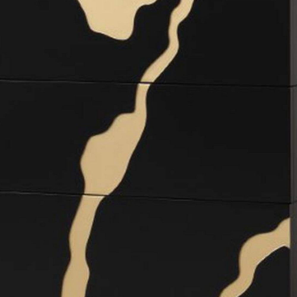 Goldie 5 Drawer Tall Dresser Chest | Black & Gold Wood | Bedroom Storage BM340248