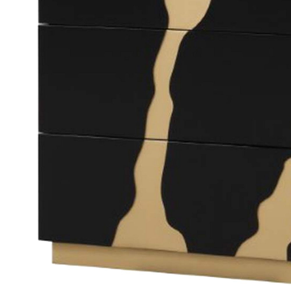 Goldie 5 Drawer Tall Dresser Chest | Black & Gold Wood | Bedroom Storage BM340248