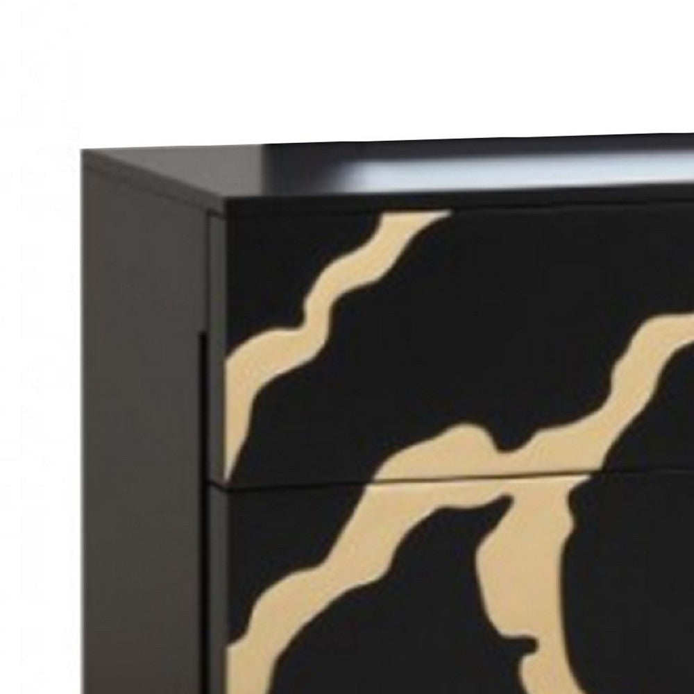 Goldie 6 Drawer Wide Dresser | Black & Gold Wood | Bedroom Storage BM340249