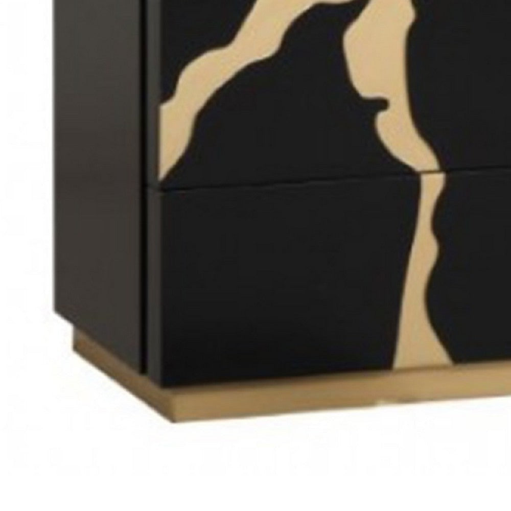 Goldie 6 Drawer Wide Dresser | Black & Gold Wood | Bedroom Storage BM340249