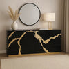 Goldie 6 Drawer Wide Dresser | Black & Gold Wood | Bedroom Storage