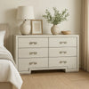 Basil 6 Drawer Wide Dresser | Rustic White Solid Wood | Cedar Lining