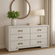 Basil 6 Drawer Wide Dresser | Rustic White Solid Wood | Cedar Lining