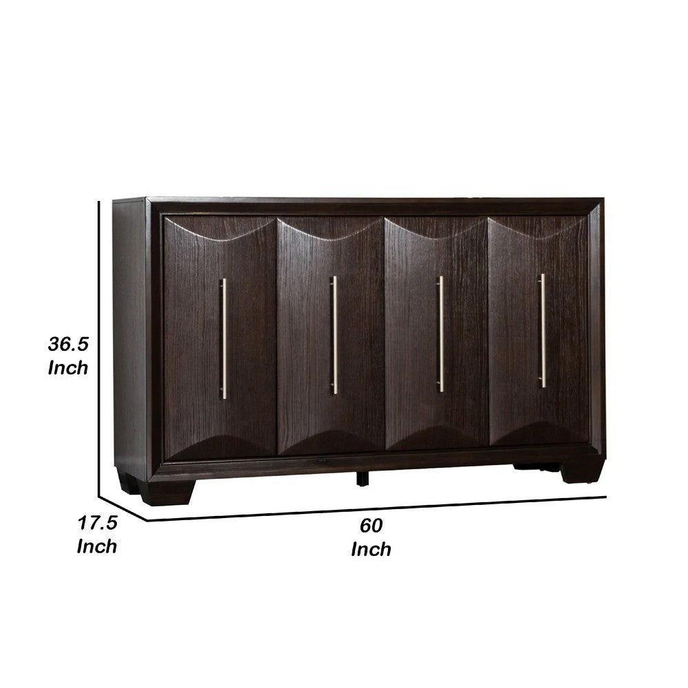 Witzy Sideboard Buffet Console | Espresso Brown Wood | 4 Doors | 60’’ BM340252