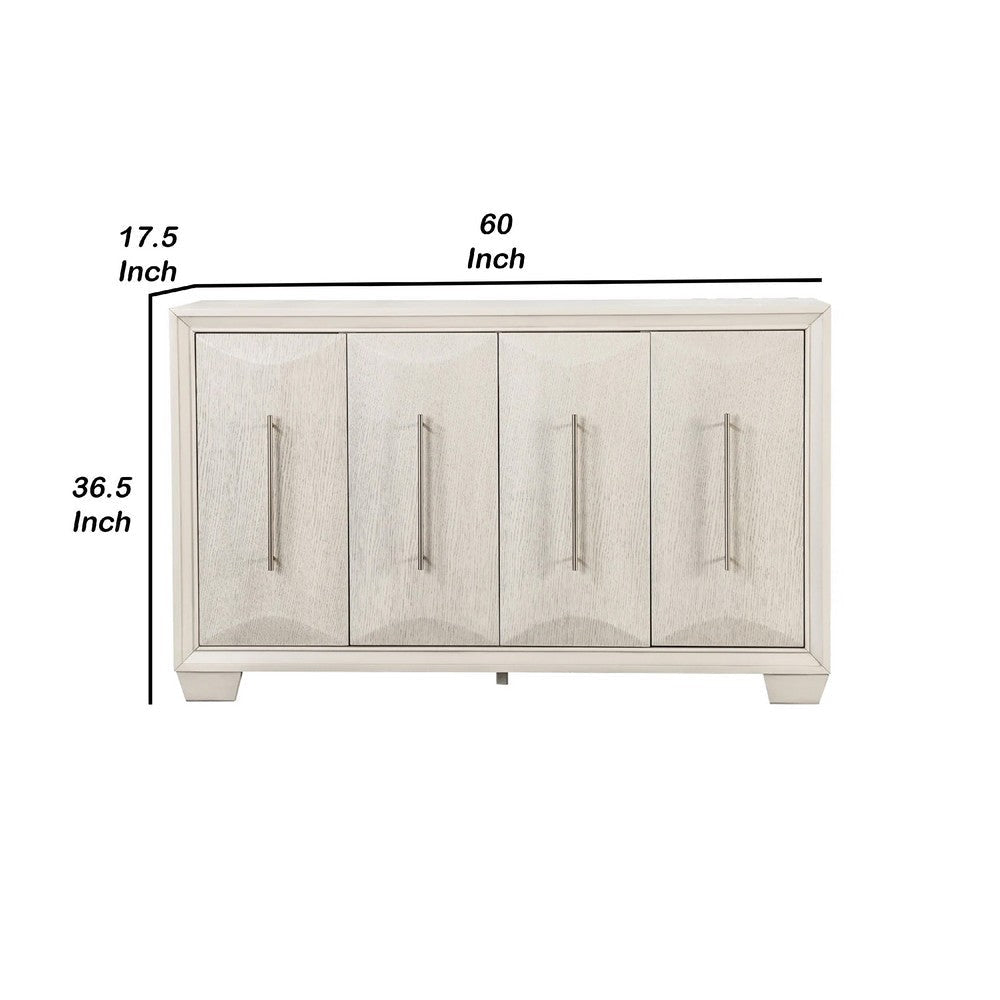Witzy Sideboard Buffet Console | Oak White Poplar Wood | 4 Doors | 60’’ BM340253
