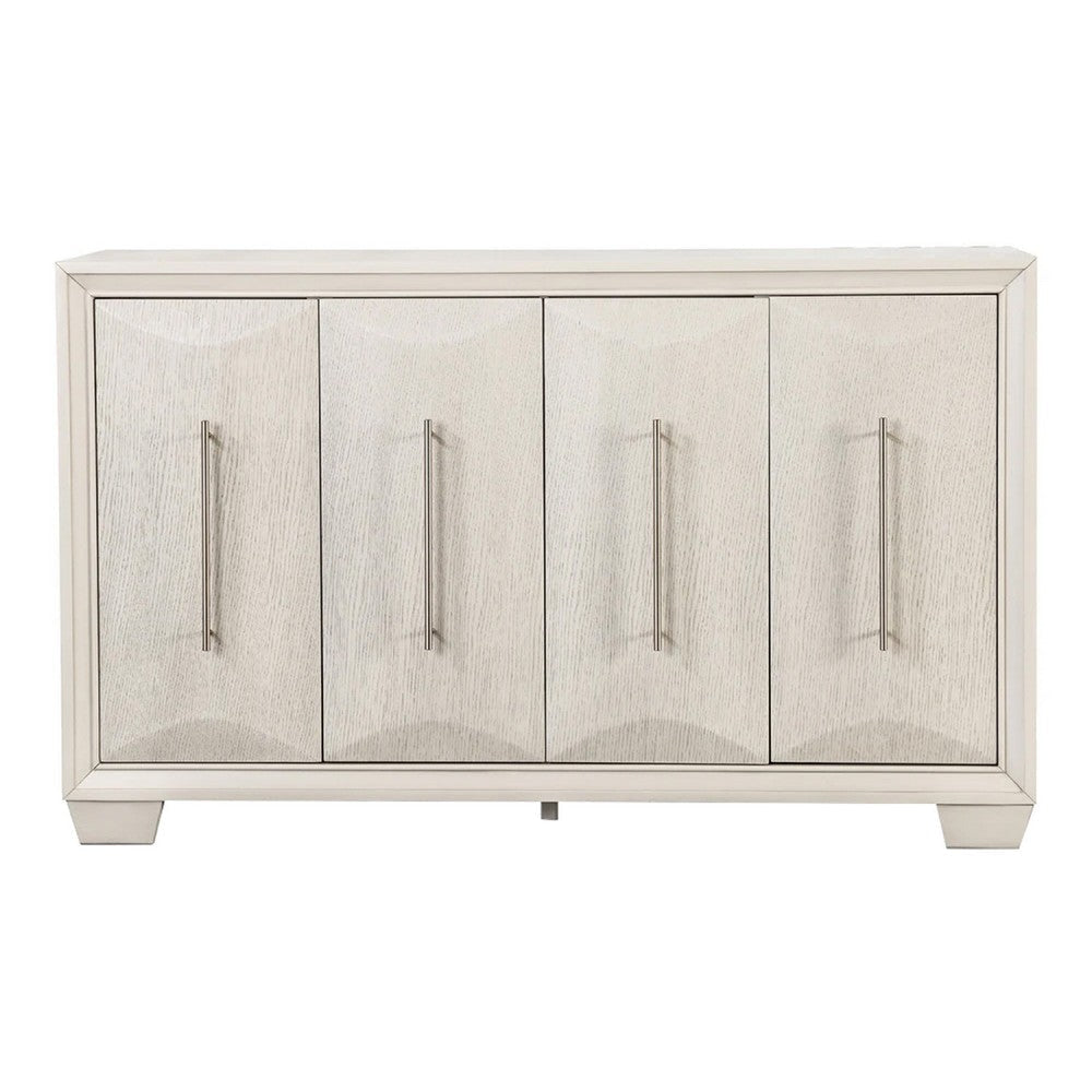 Witzy Sideboard Buffet Console | Oak White Poplar Wood | 4 Doors | 60"