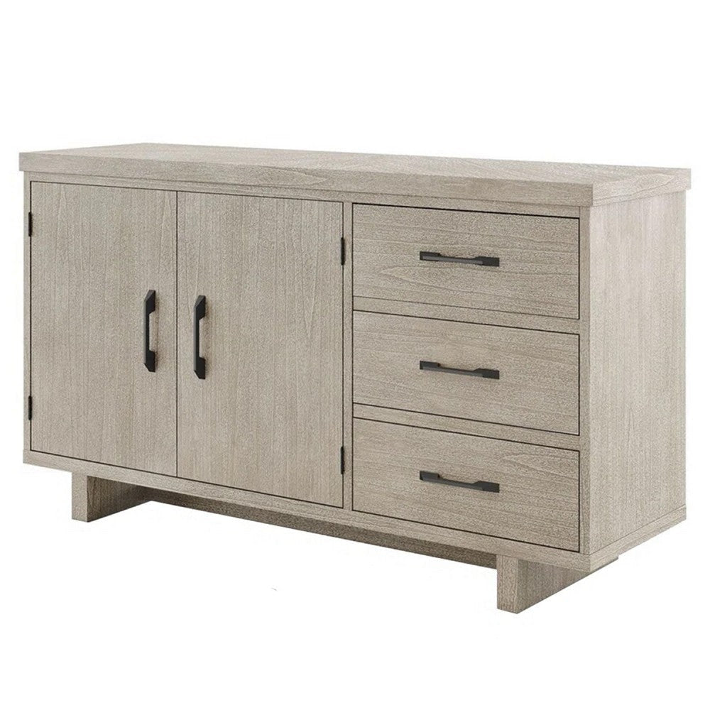 Hagy Sideboard Buffet Console | Natural Brown Wood | 2 Doors | 60"