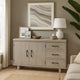 Hagy Sideboard Buffet Console | Natural Brown Wood | 2 Doors | 60"