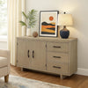 Hagy Sideboard Buffet Console | Natural Brown Wood | 2 Doors | 60"