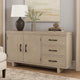 Hagy Sideboard Buffet Console | Natural Brown Wood | 2 Doors | 60"