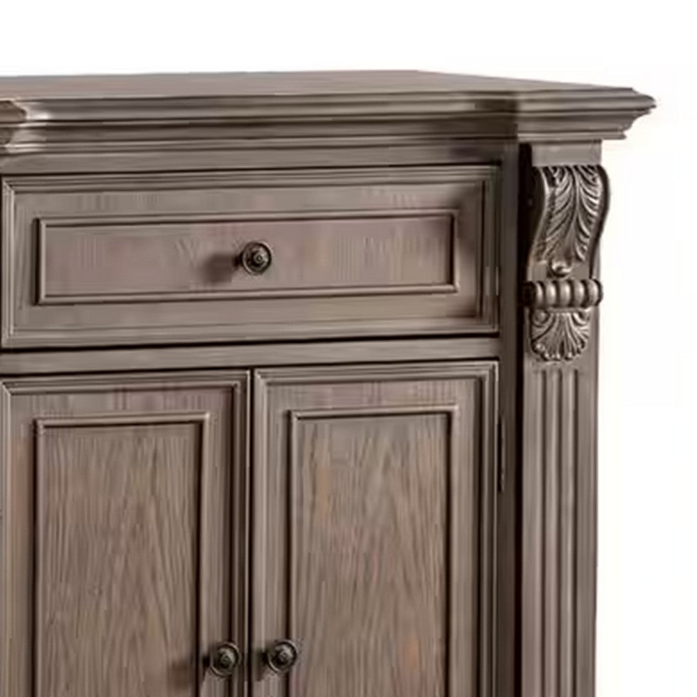 Hama Sideboard Buffet Console | 4 Doors | Oak Brown Wood | 60"