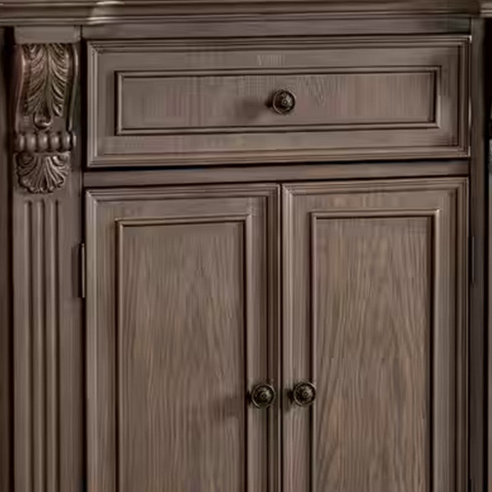 Hama Sideboard Buffet Console | 4 Doors | Oak Brown Wood | 60"