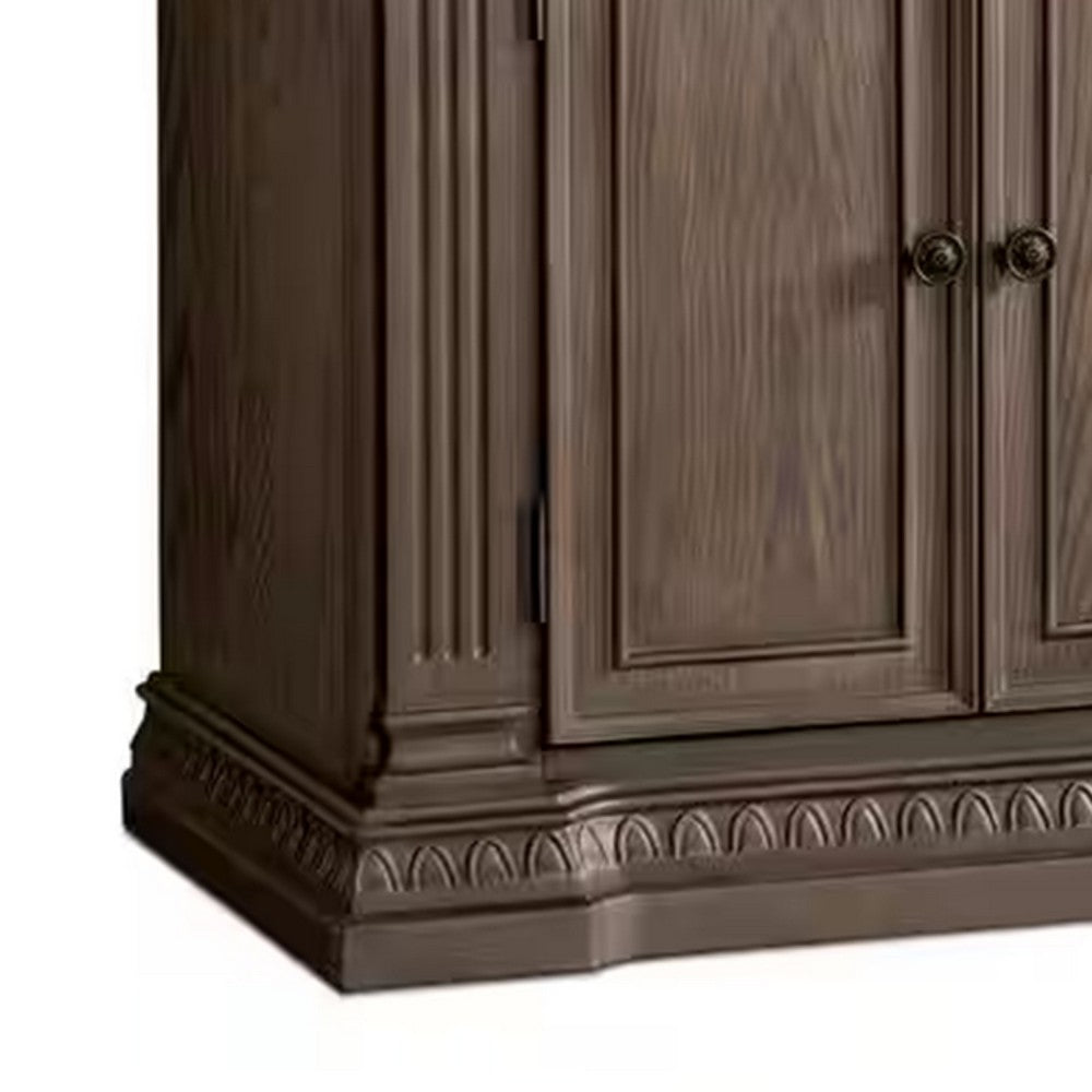 Hama Sideboard Buffet Console | 4 Doors | Oak Brown Wood | 60"