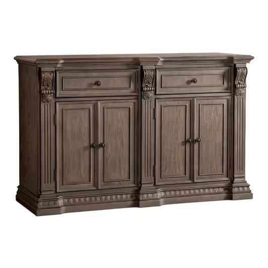 Hama Sideboard Buffet Console | 4 Doors | Oak Brown Wood | 60"