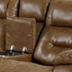Kius Manual Recliner Loveseat | Brown Faux Leather | 70" | Cupholders