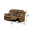 Kius Manual Recliner Loveseat | Brown Faux Leather | 70" | Cupholders
