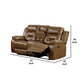 Kius Manual Recliner Loveseat | Brown Faux Leather | 70" | Cupholders