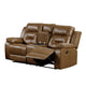 Kius Manual Recliner Loveseat | Brown Faux Leather | 70" | Cupholders