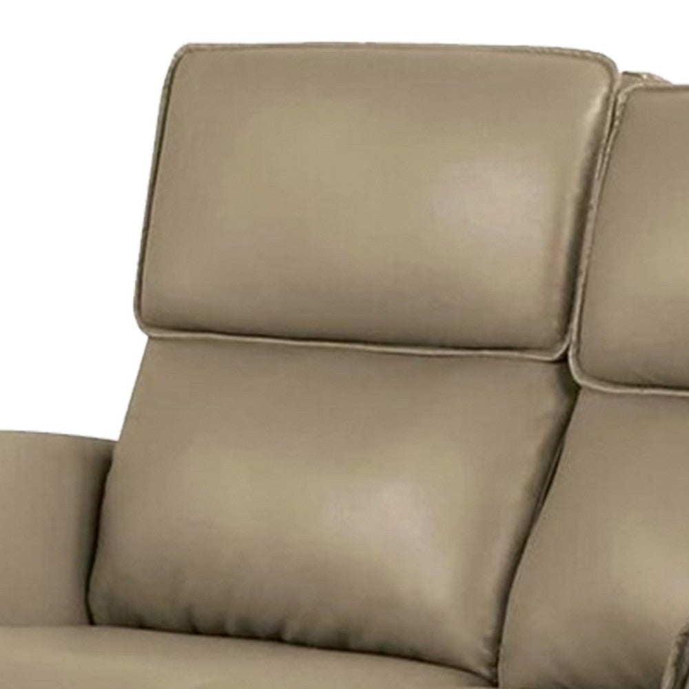Sily Power Reclining Loveseat | Beige Faux Leather | 57’’ | USB Ports BM340258